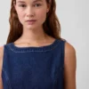 Minikjole i denim med båthals