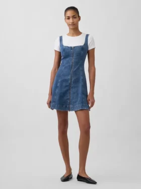 Minikjole i denim med glidelås foran
