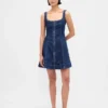 Minikjole i denim med glidelås foran