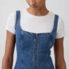 Minikjole i denim med glidelås foran