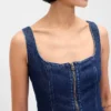 Minikjole i denim med glidelås foran