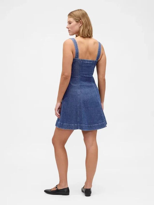 Minikjole i denim med glidelås foran
