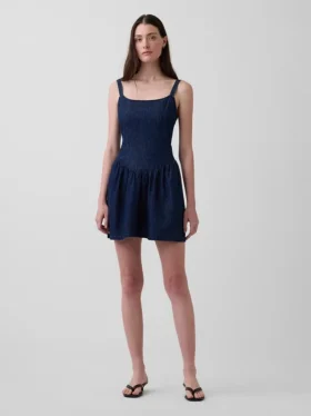 Minikjole i denim med lav midje