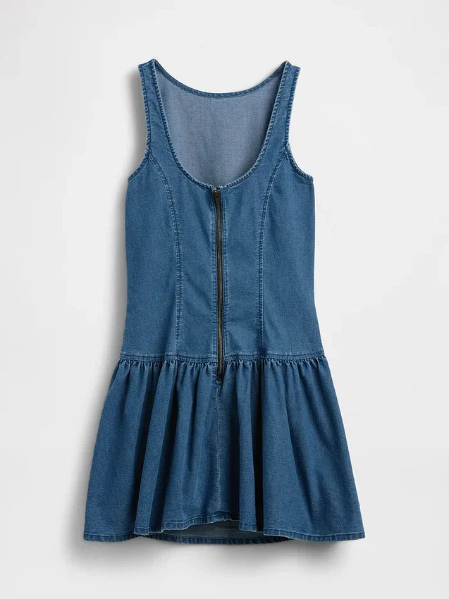 Minikjole i denim med lav midje