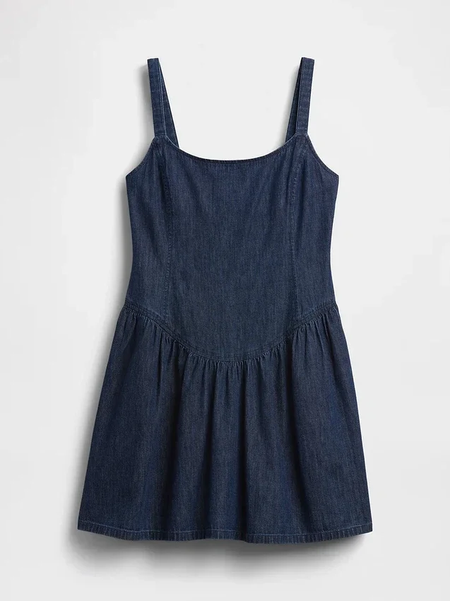 Minikjole i denim med lav midje