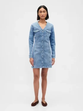 Minikjole i denim med lommer