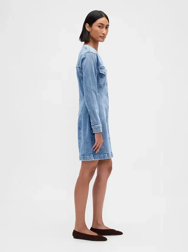Minikjole i denim med lommer
