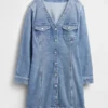 Minikjole i denim med lommer