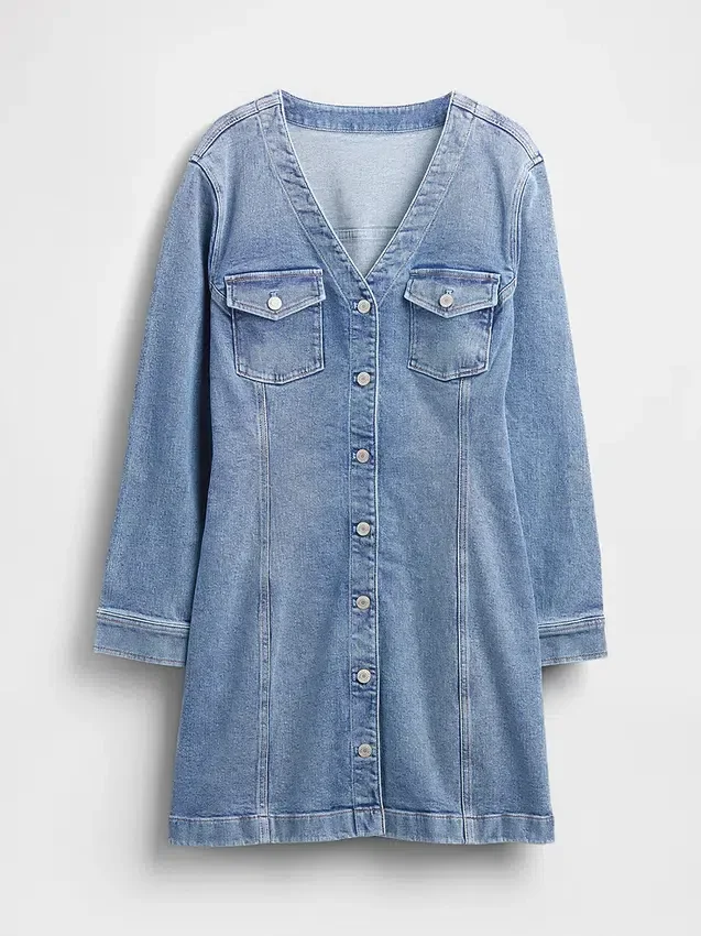 Minikjole i denim med lommer