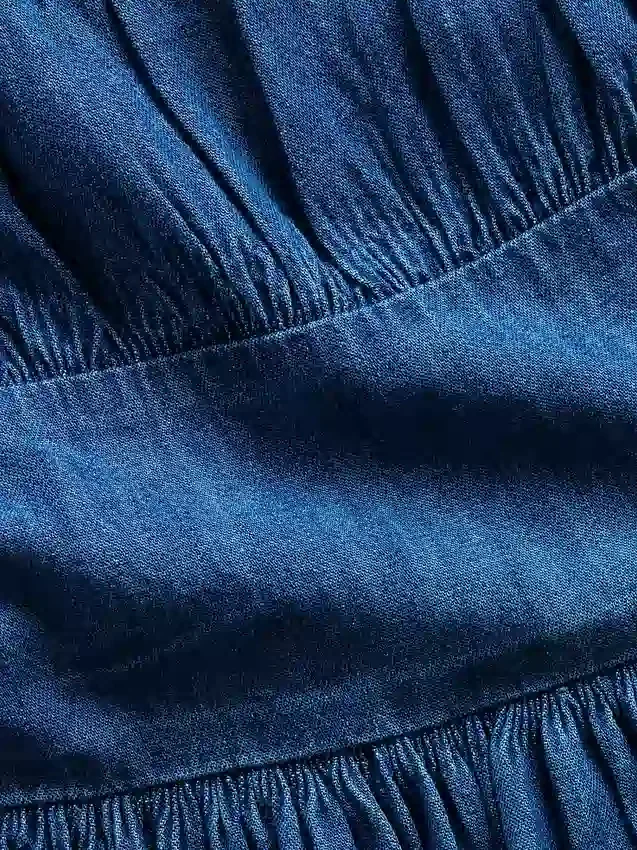 Minikjole i denim med puffermmer til barn