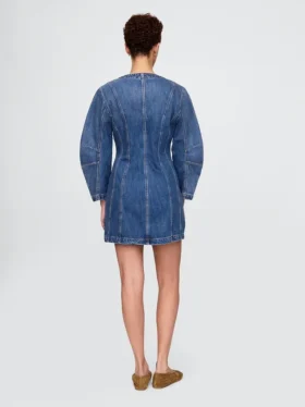 Minikjole i denim med tønneformede ermer