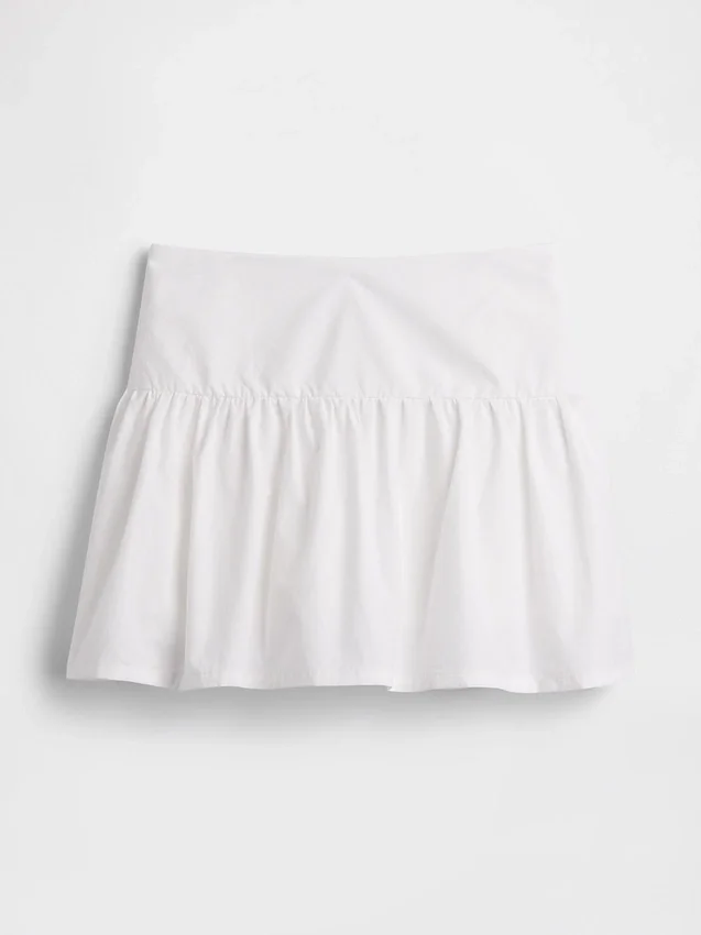 Miniskort i poplin med lav midje
