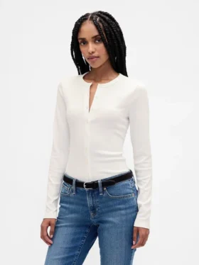 Moderne cardigan med rund hals