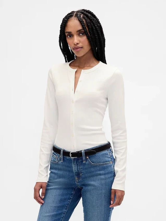 Moderne cardigan med rund hals