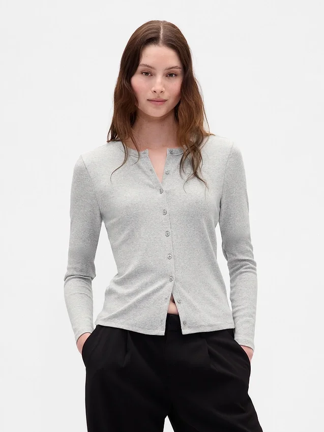 Moderne cardigan med rund hals