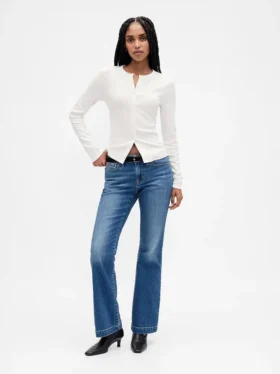 Moderne cardigan med rund hals