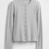 Moderne cardigan med rund hals