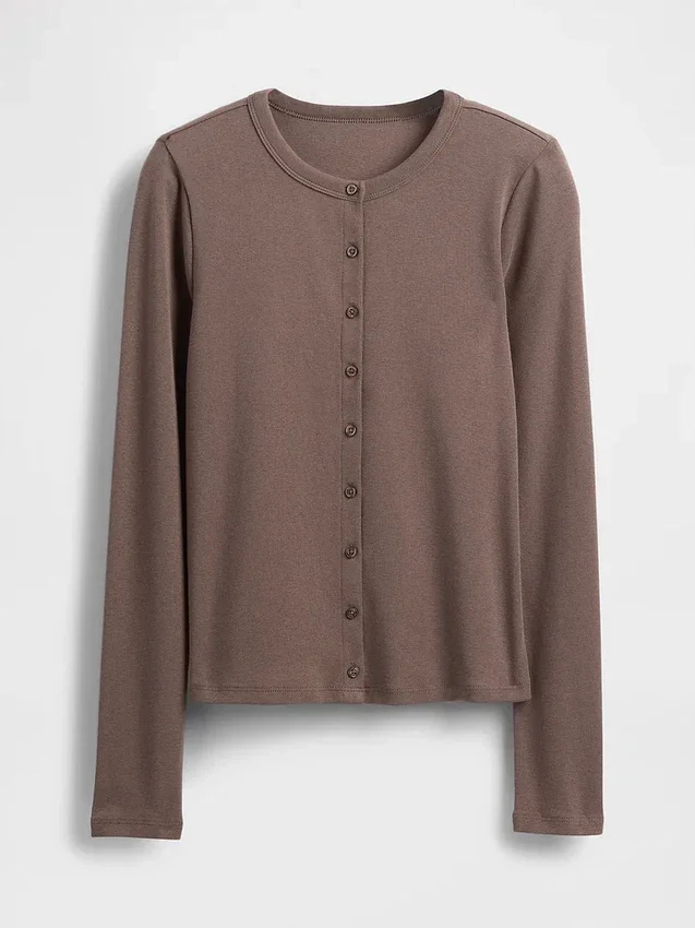 Moderne cardigan med rund hals