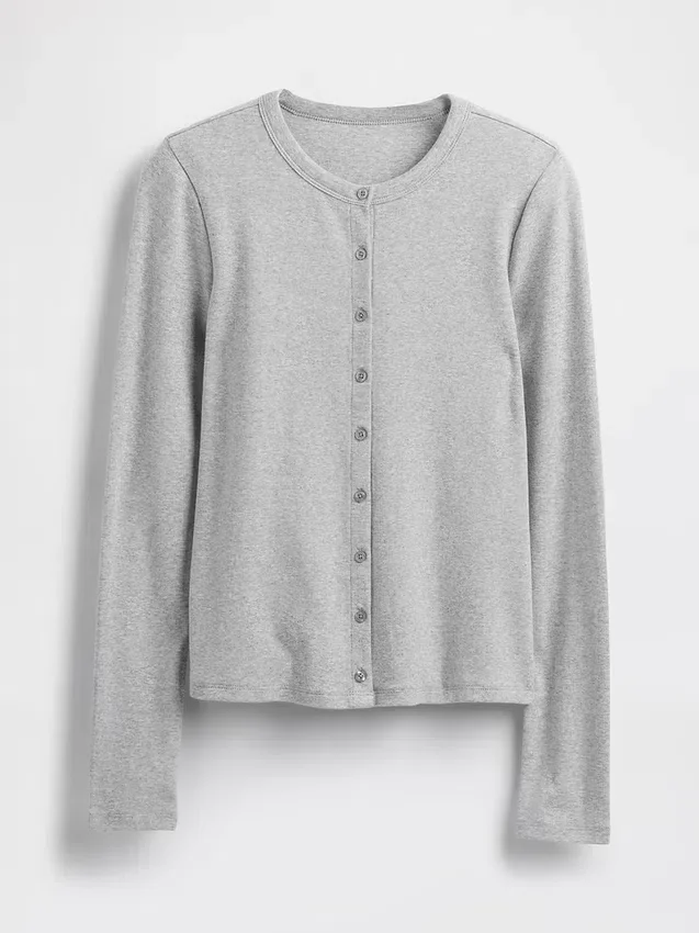 Moderne cardigan med rund hals