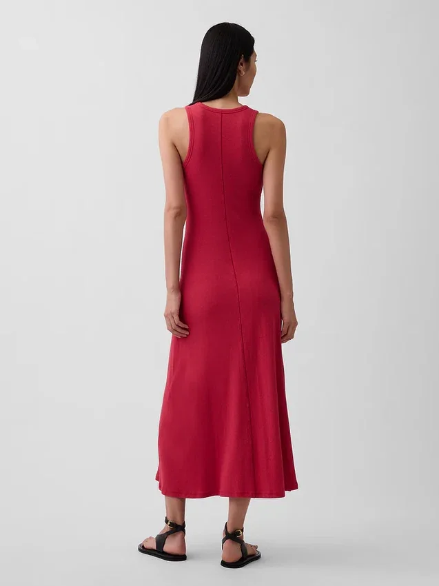 Moderne maxi-kjole med ribbet innebygd BH
