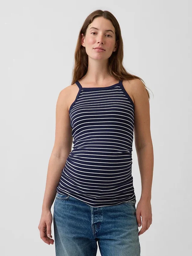 Moderne tank-top med forklehals for mammaklær