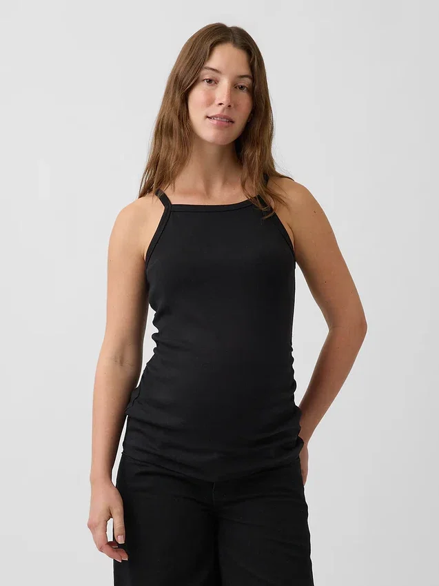Moderne tank-top med forklehals for mammaklær