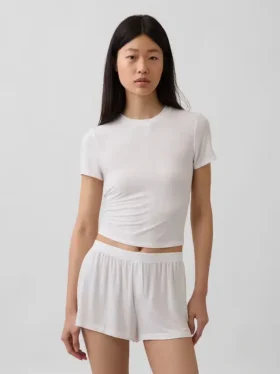Myk modal-ribbet pyjamas-T-skjorte