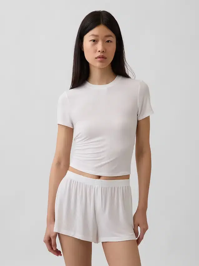 Myk modal-ribbet pyjamas-T-skjorte