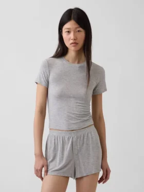 Myk modal-ribbet pyjamas-T-skjorte