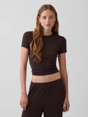Myk modal-ribbet pyjamas-T-skjorte