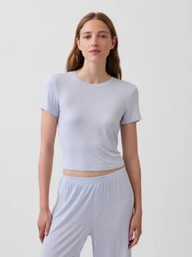 Myk modal-ribbet pyjamas-T-skjorte