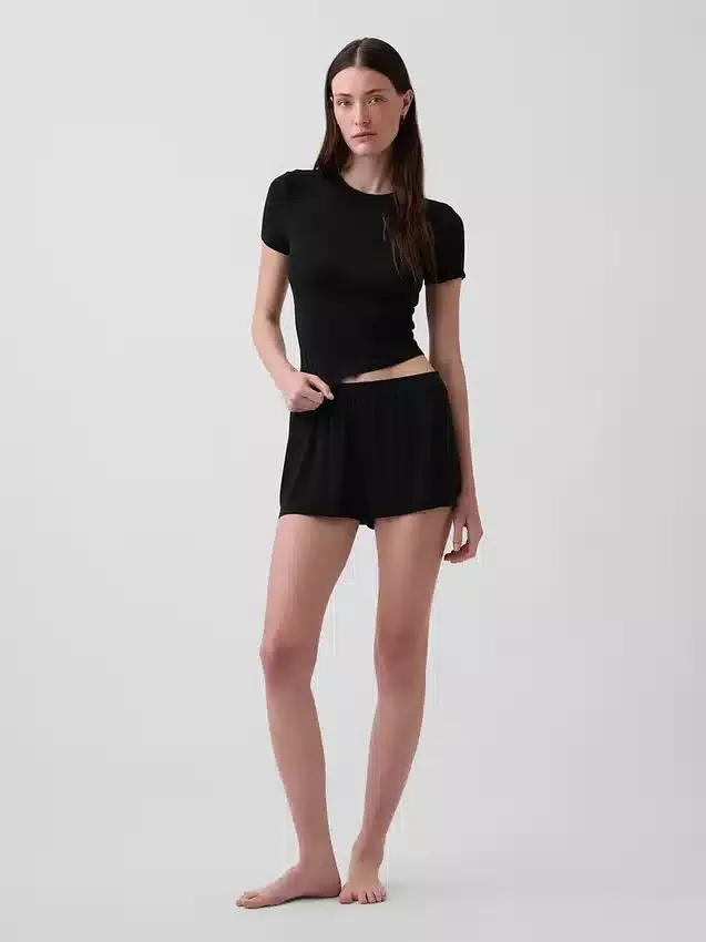 Myk modal-ribbet pyjamas-T-skjorte