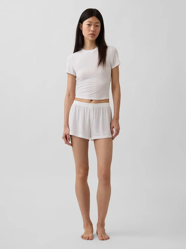 Mykeste pyjamas-Shorts i modalribb