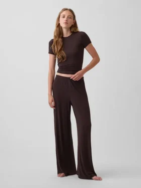 Myk modal-ribbet pyjamas-T-skjorte
