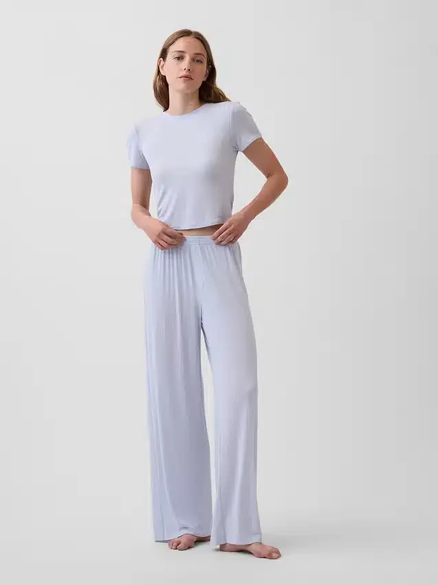 Myk modal-ribbet pyjamas-T-skjorte