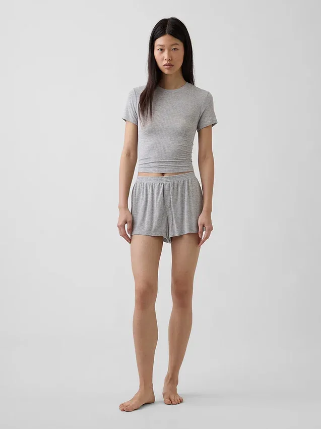 Mykeste pyjamas-Shorts i modalribb