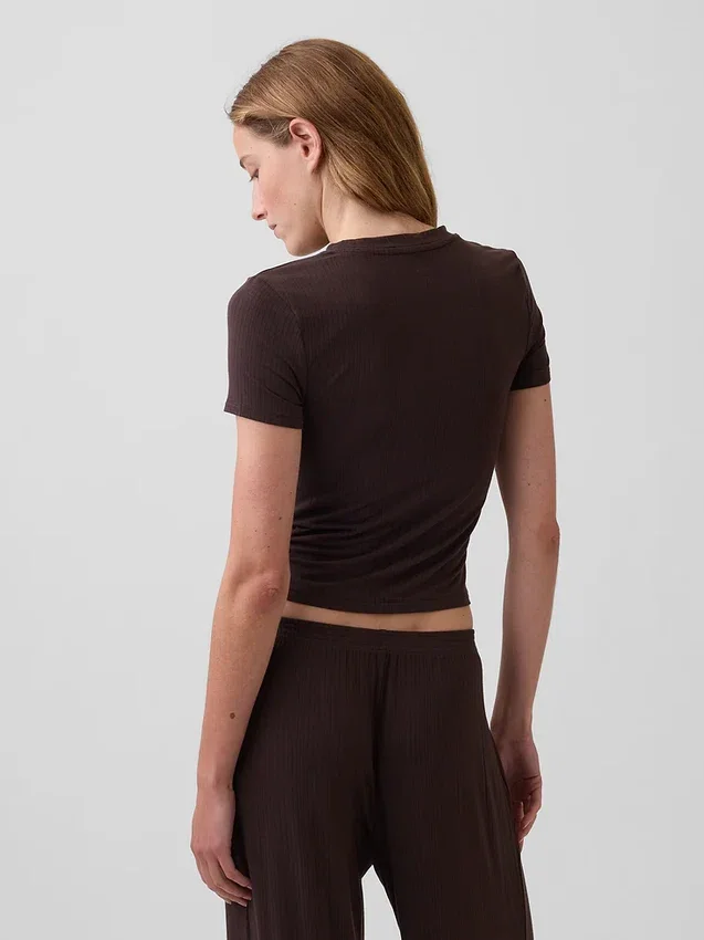 Myk modal-ribbet pyjamas-T-skjorte