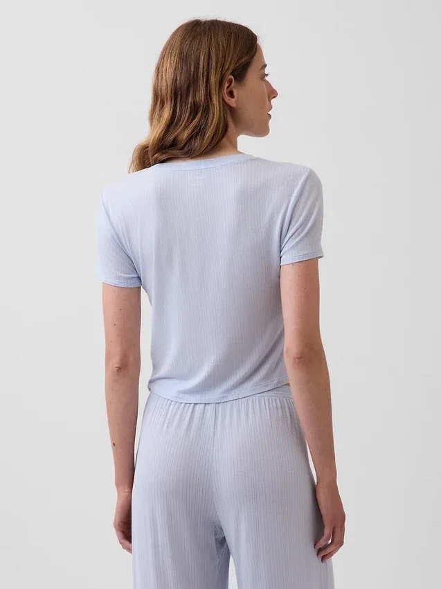 Myk modal-ribbet pyjamas-T-skjorte