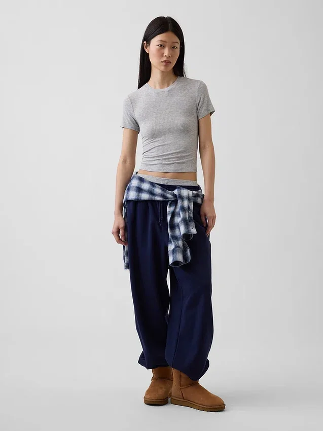Myk modal-ribbet pyjamas-T-skjorte