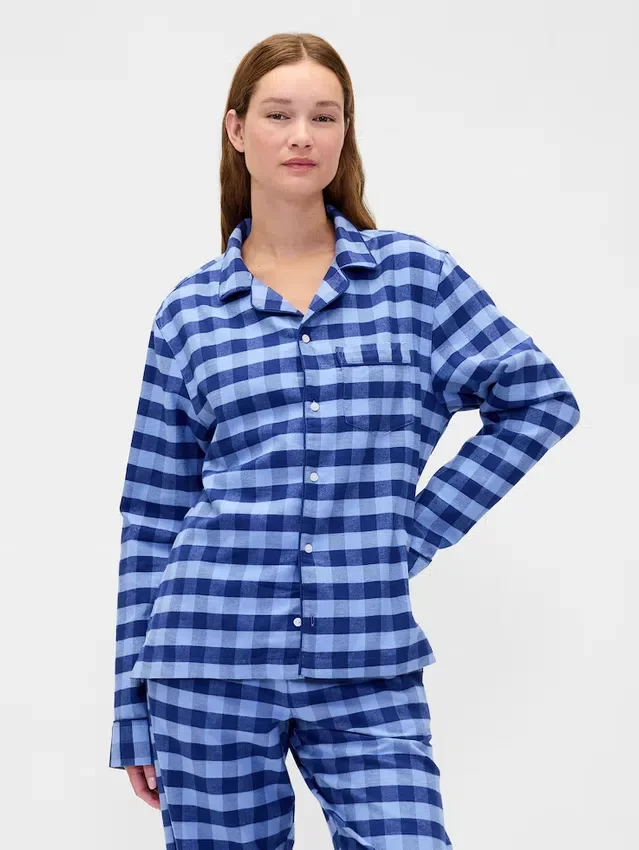 Mykeste flanellpyjamas-skjorte for voksne