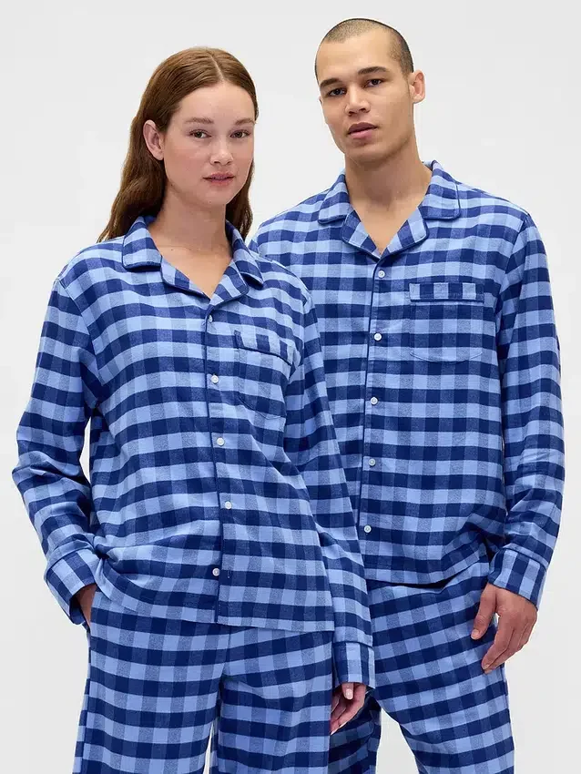 Mykeste flanellpyjamas-skjorte for voksne