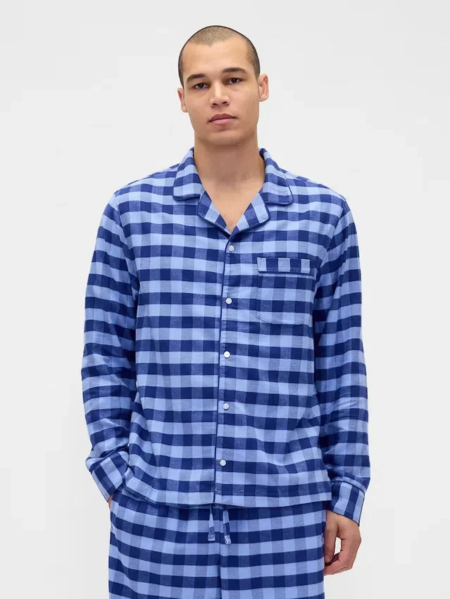 Mykeste flanellpyjamas-skjorte for voksne