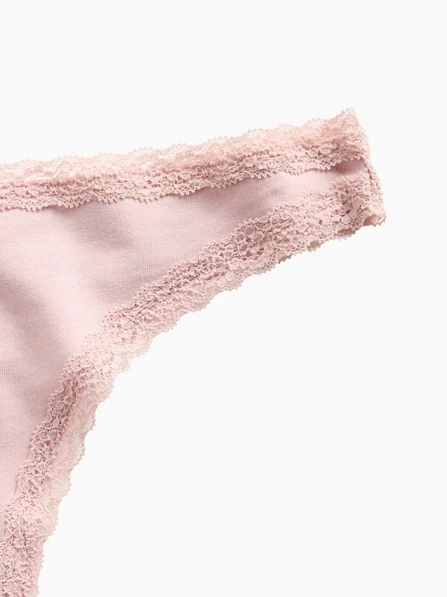 Mykeste økologisk stretchbomull-string med blonder