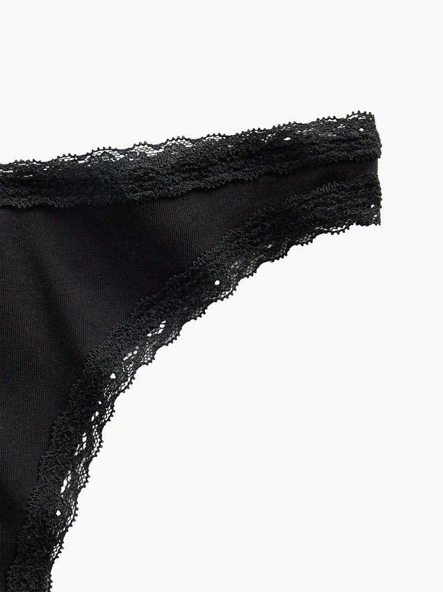 Mykeste økologisk stretchbomull-string med blonder