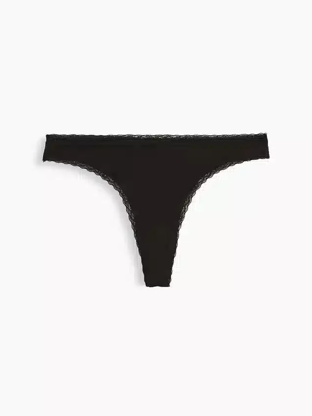 Mykeste økologisk stretchbomull-string med blonder