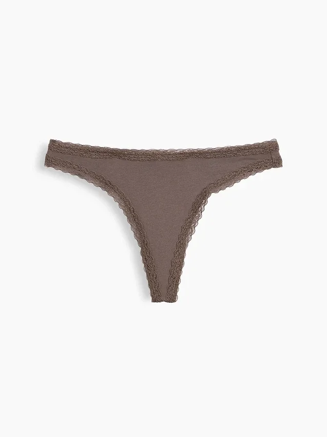 Mykeste økologisk stretchbomull-string med blonder