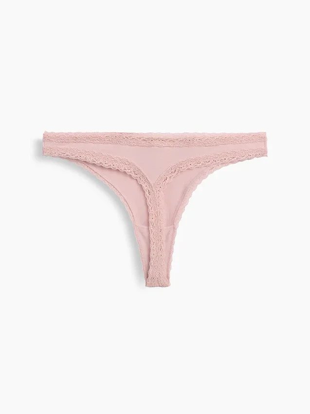 Mykeste økologisk stretchbomull-string med blonder