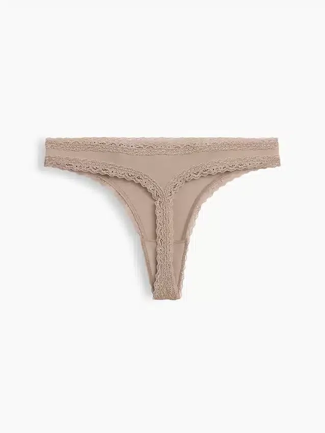 Mykeste økologisk stretchbomull-string med blonder