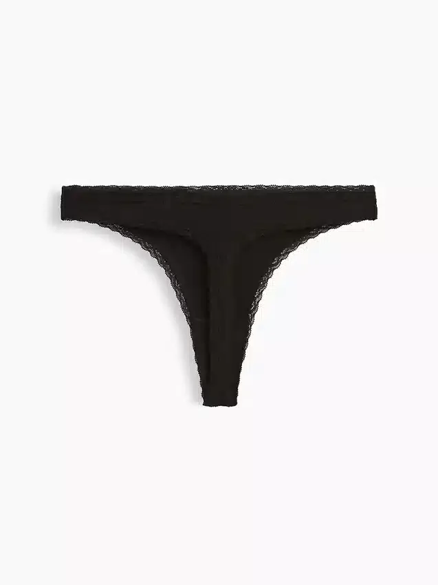 Mykeste økologisk stretchbomull-string med blonder