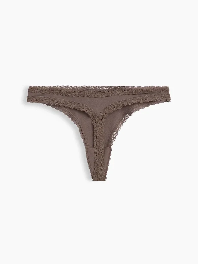 Mykeste økologisk stretchbomull-string med blonder
